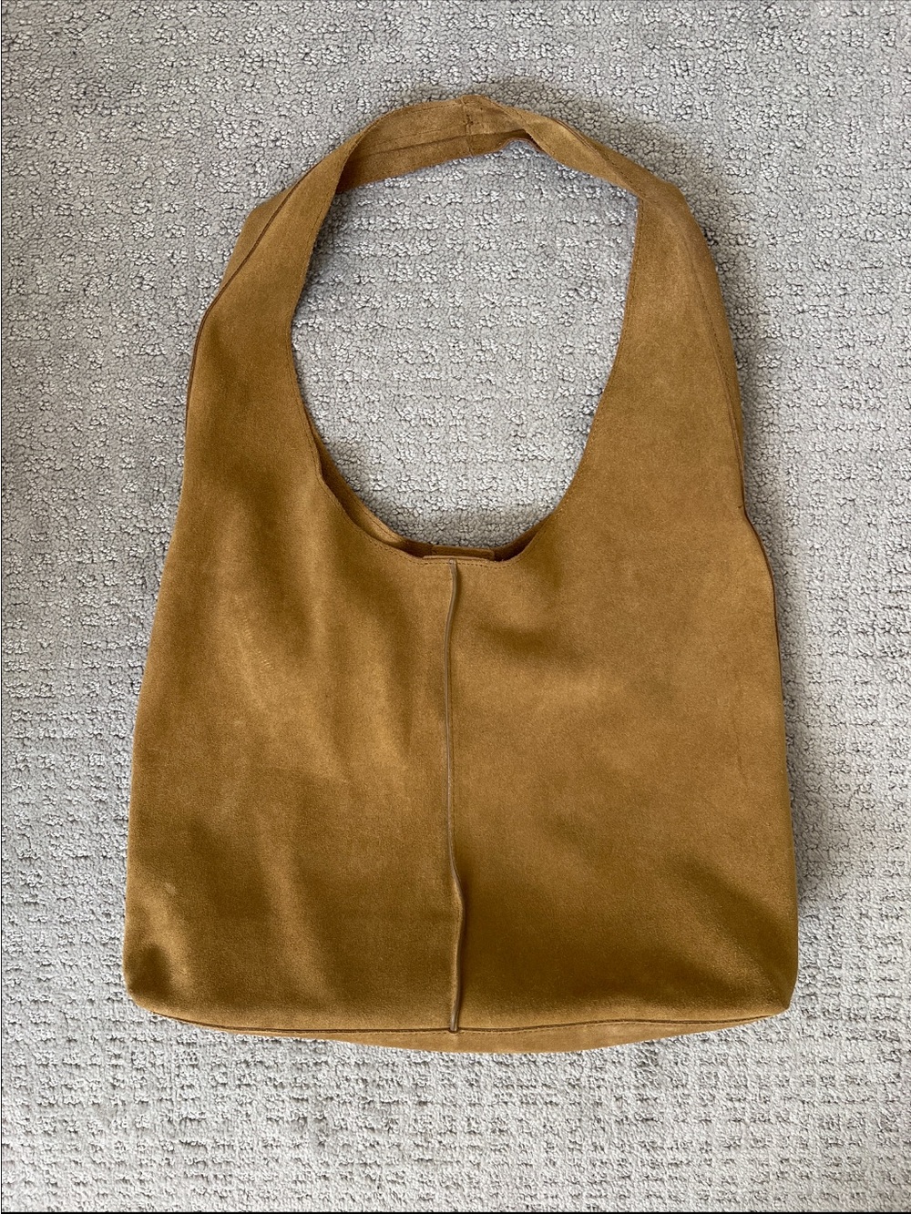 MANGO 100% Leather Suede Oversized Hobo Bag Tan